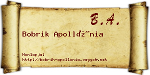 Bobrik Apollónia névjegykártya